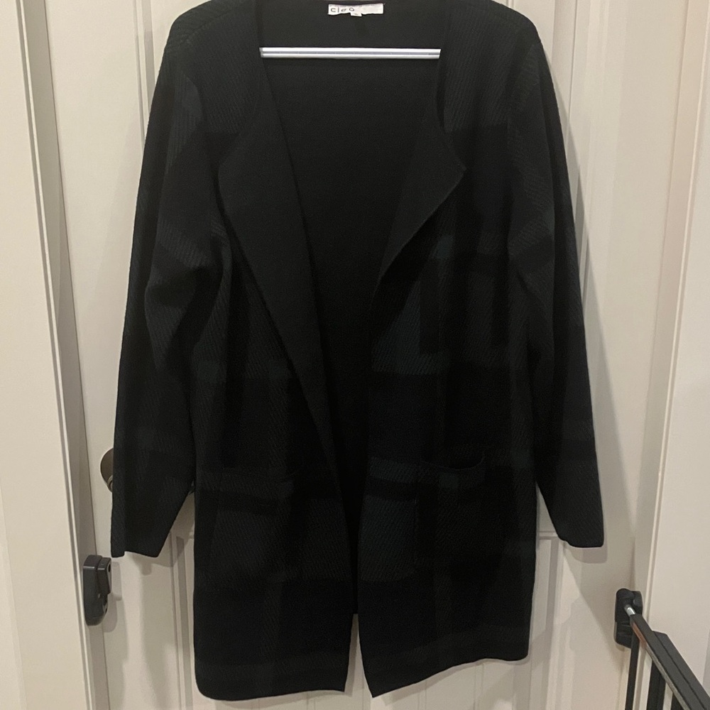 CLEO Cardigan Coatigan Long GREEN BLACK XL